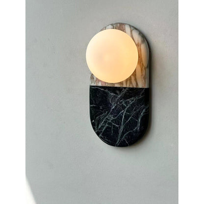 Alvynan Marble Wall Sconce with Glass Shade