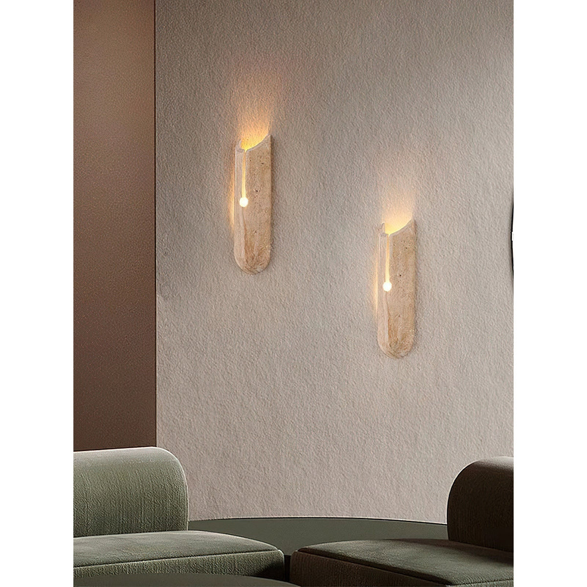 
Olnorila Travertine Wall Lamp with Warm Stone Finish