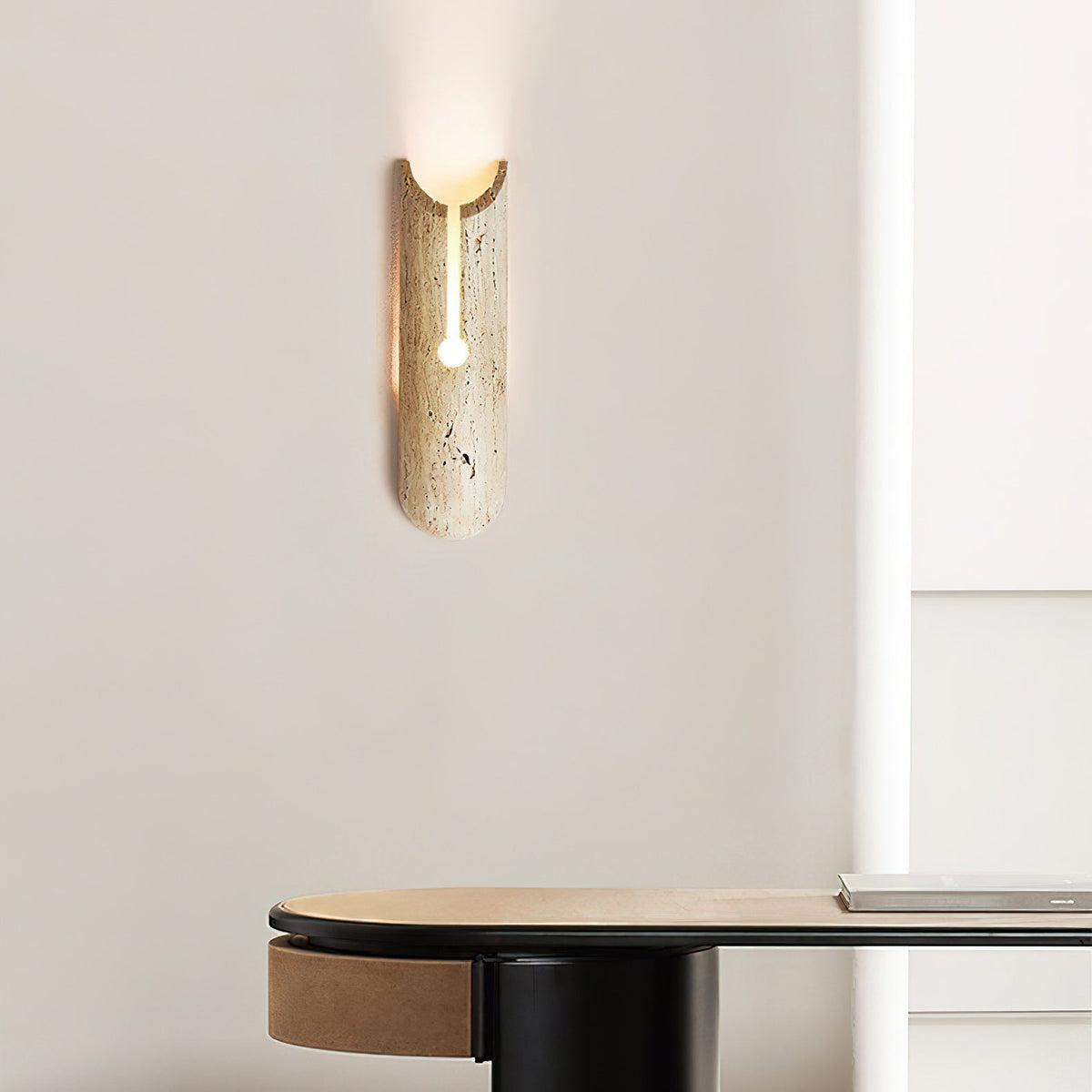 
Olnorila Travertine Wall Lamp with Warm Stone Finish