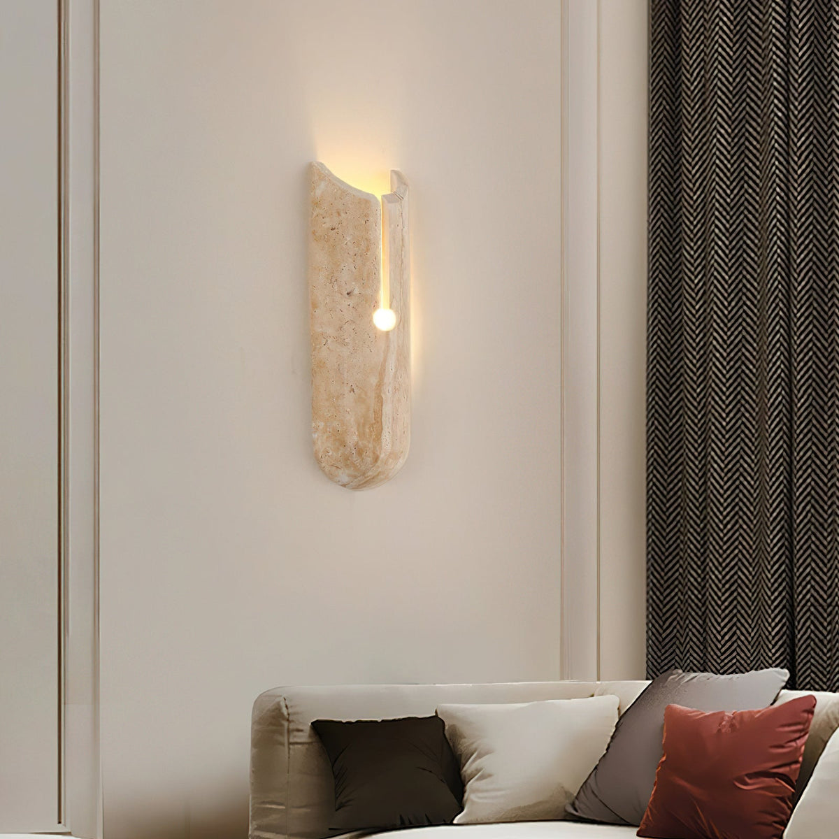 
Olnorila Travertine Wall Lamp with Warm Stone Finish