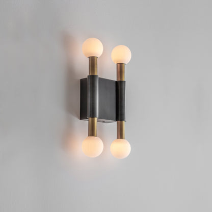 Vomaria Brass Wall Lamp with Circular Glass Shades