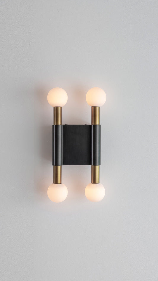 
Vomaria Brass Wall Lamp with Circular Glass Shades