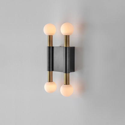 Vomaria Brass Wall Lamp with Circular Glass Shades