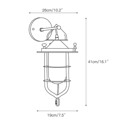 Zatheir Industrial Wall Lamp with Clear Glass Cage
