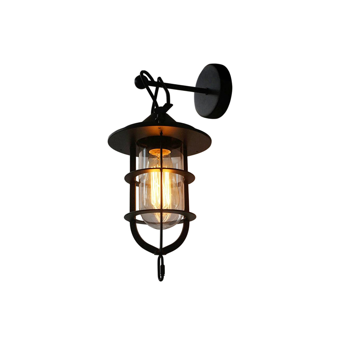 
Zatheir Industrial Wall Lamp with Clear Glass Cage
