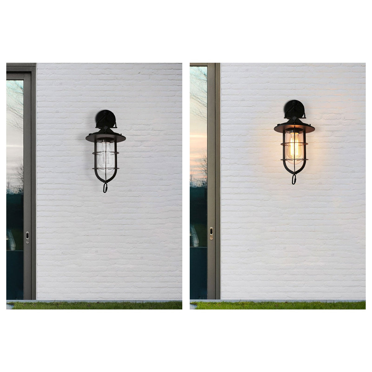 
Zatheir Industrial Wall Lamp with Clear Glass Cage