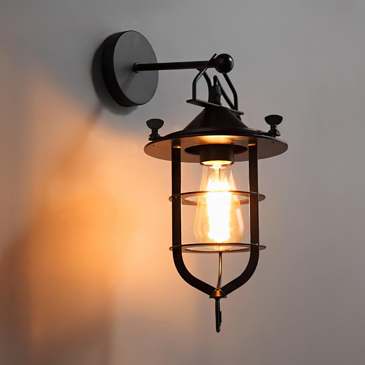 
Zatheir Industrial Wall Lamp with Clear Glass Cage