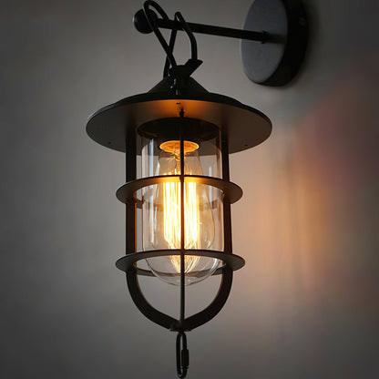 Zatheir Industrial Wall Lamp with Clear Glass Cage