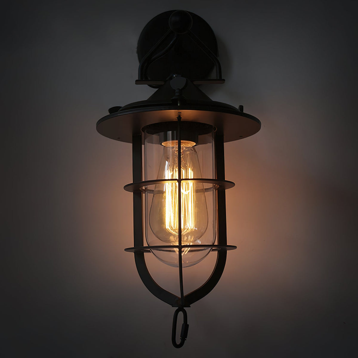 
Zatheir Industrial Wall Lamp with Clear Glass Cage