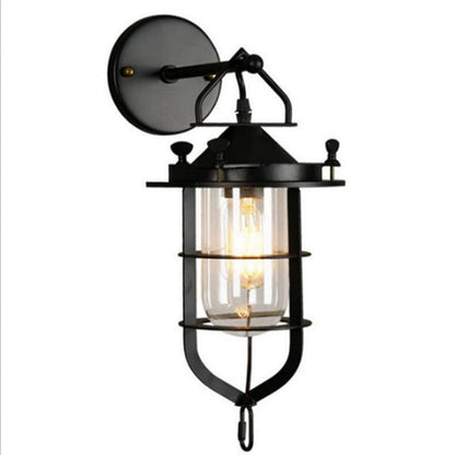 Zatheir Industrial Wall Lamp with Clear Glass Cage