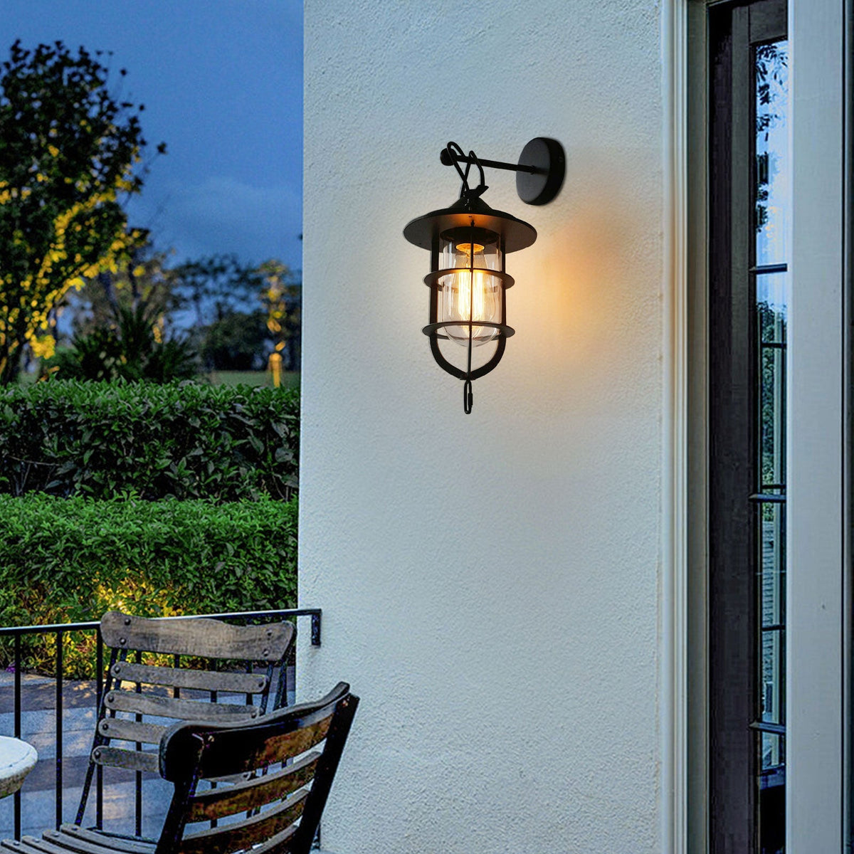 
Zatheir Industrial Wall Lamp with Clear Glass Cage