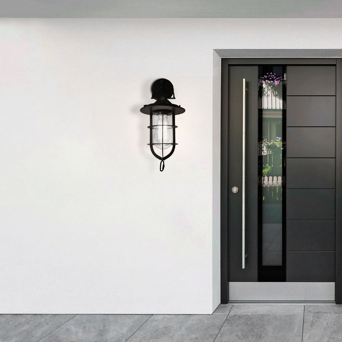 
Zatheir Industrial Wall Lamp with Clear Glass Cage