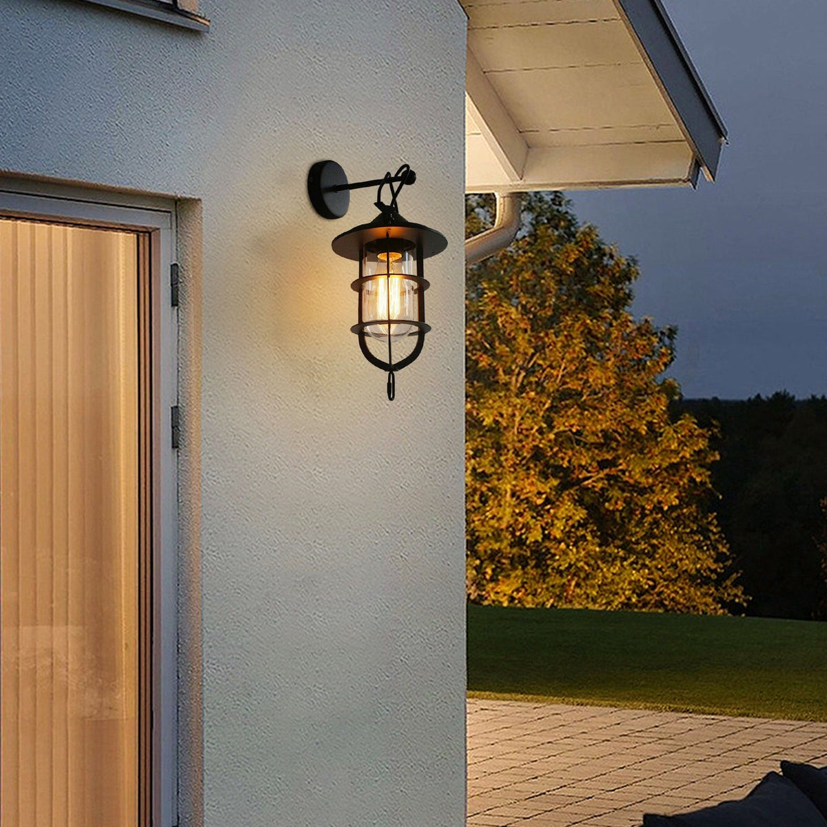 
Zatheir Industrial Wall Lamp with Clear Glass Cage